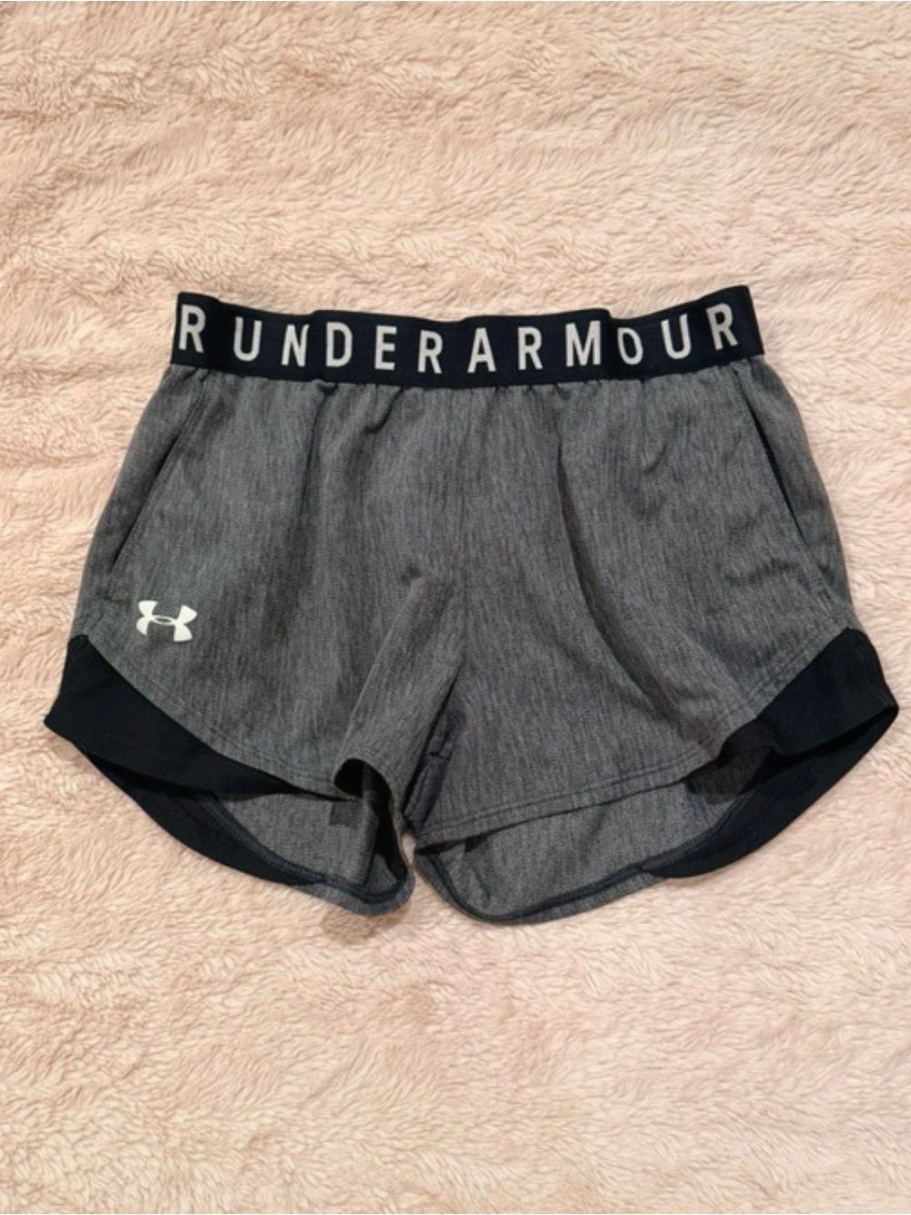 Under Armour Women’s Gray Athletic Running Shorts with Black Trim